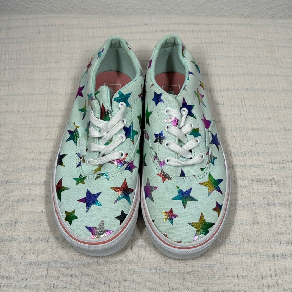 Vans sea foam metallic rainbow stars low top size 2
